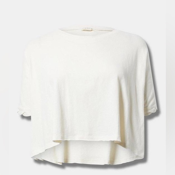 Torrid Festi Oversized Cream Cotton Dolman Tee - Picture 5 of 10